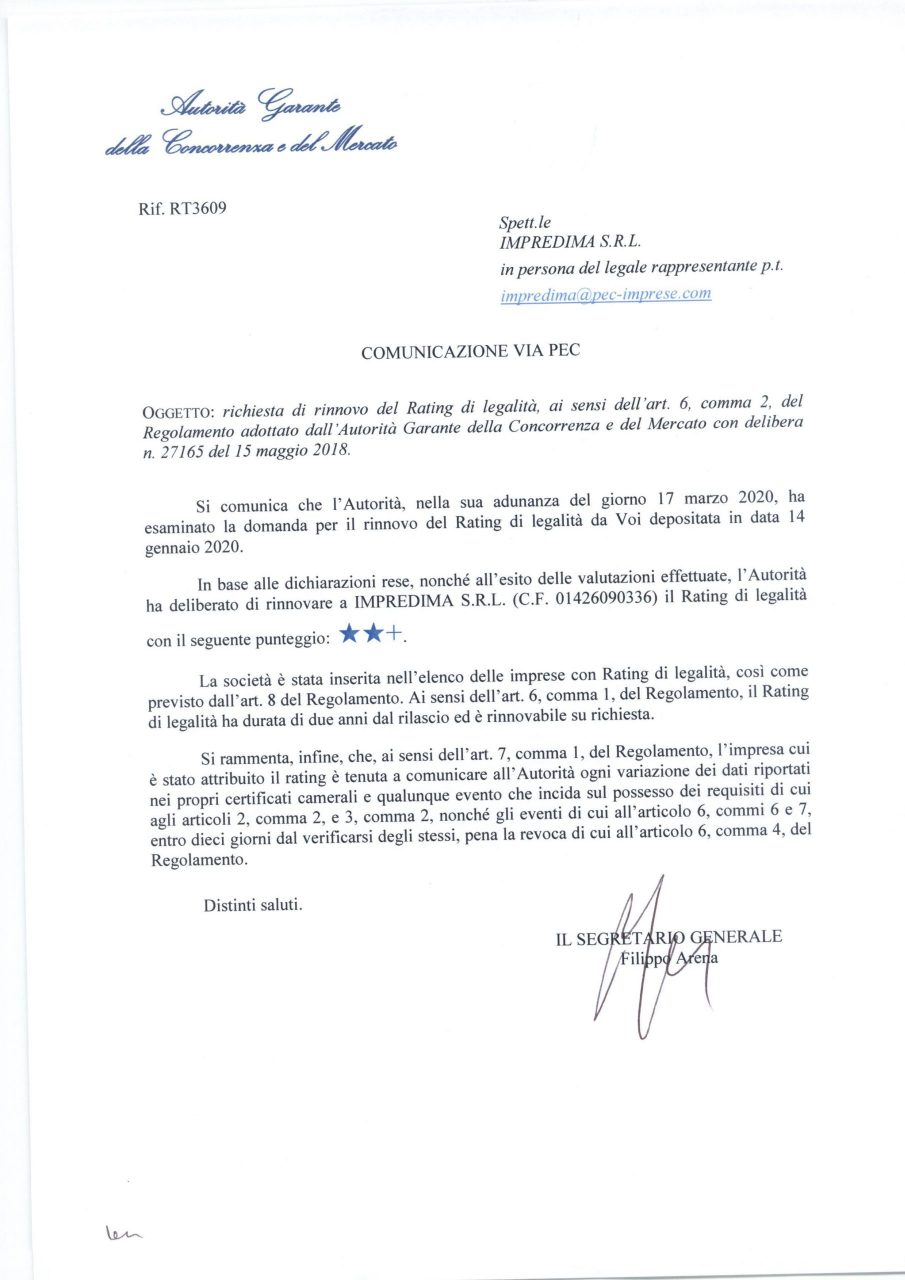 Rating legalità Rating legalità
